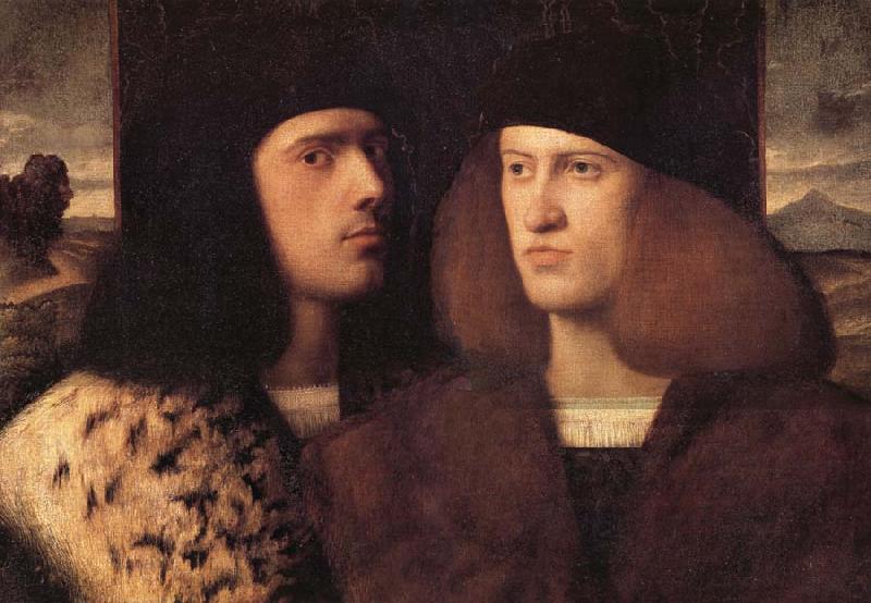 Giovanni Cariani Portrait de deux jeunes gentilhommes venitiens France oil painting art